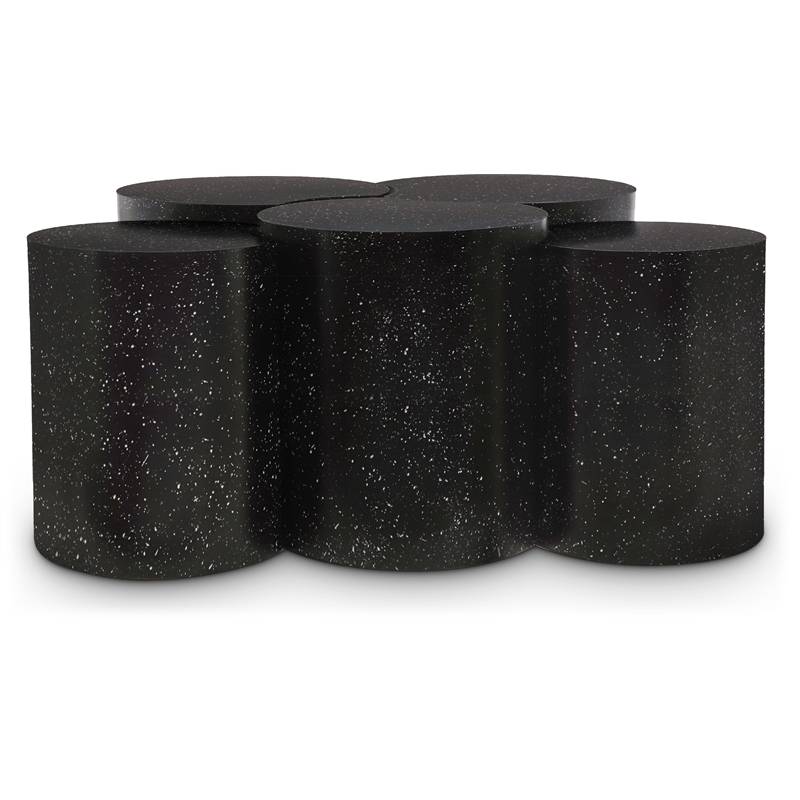 Meridian Furniture Dimple 5 Piece Black Terrazzo Pattern Iron Metal Coffee Table