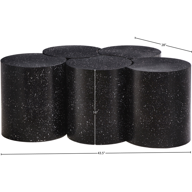 Meridian Furniture Dimple 5 Piece Black Terrazzo Pattern Iron Metal Coffee Table