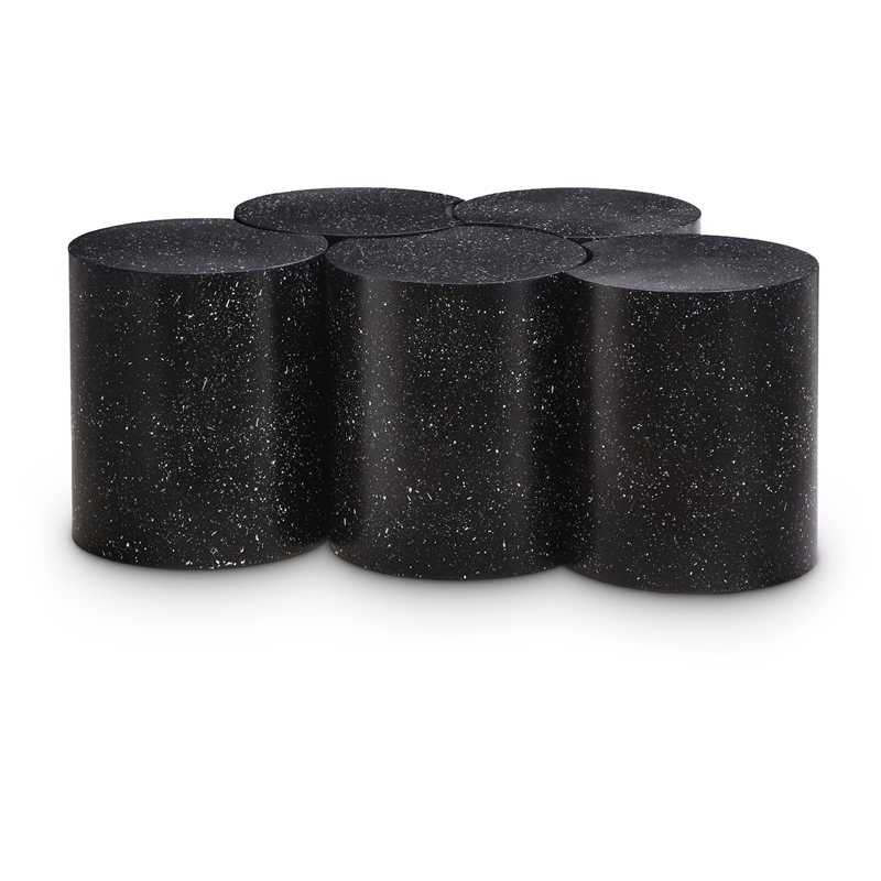 Meridian Furniture Dimple 5 Piece Black Terrazzo Pattern Iron Metal Coffee Table