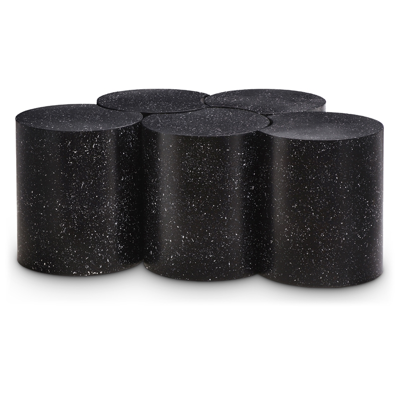 Meridian Furniture Dimple 5 Piece Black Terrazzo Pattern Iron Metal Coffee Table