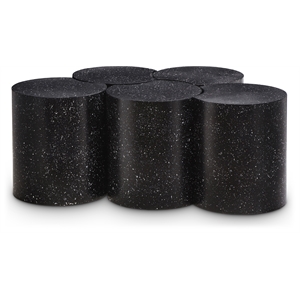 Meridian Furniture Dimple 5 Piece Black Terrazzo Pattern Iron Metal Coffee Table