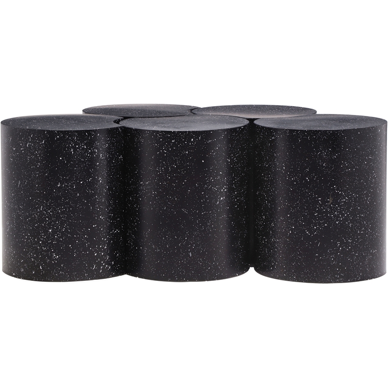 Meridian Furniture Dimple 5 Piece Black Terrazzo Pattern Iron Metal Coffee Table