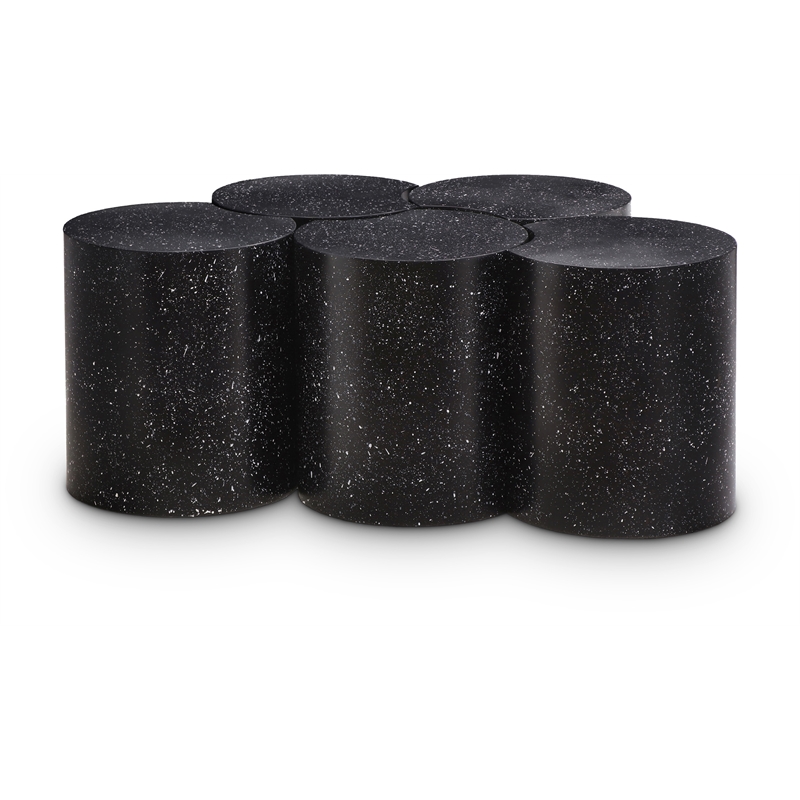 Meridian Furniture Dimple 5 Piece Black Terrazzo Pattern Iron Metal Coffee Table