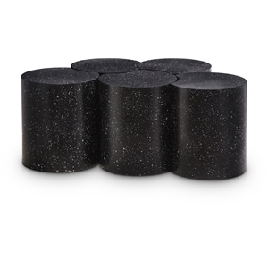 Meridian Furniture Dimple 5 Piece Black Terrazzo Pattern Iron Metal Coffee Table