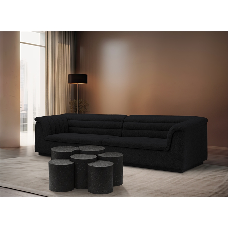 Meridian Furniture Dimple 6 Piece Black Terrazzo Pattern Iron Metal Coffee Table