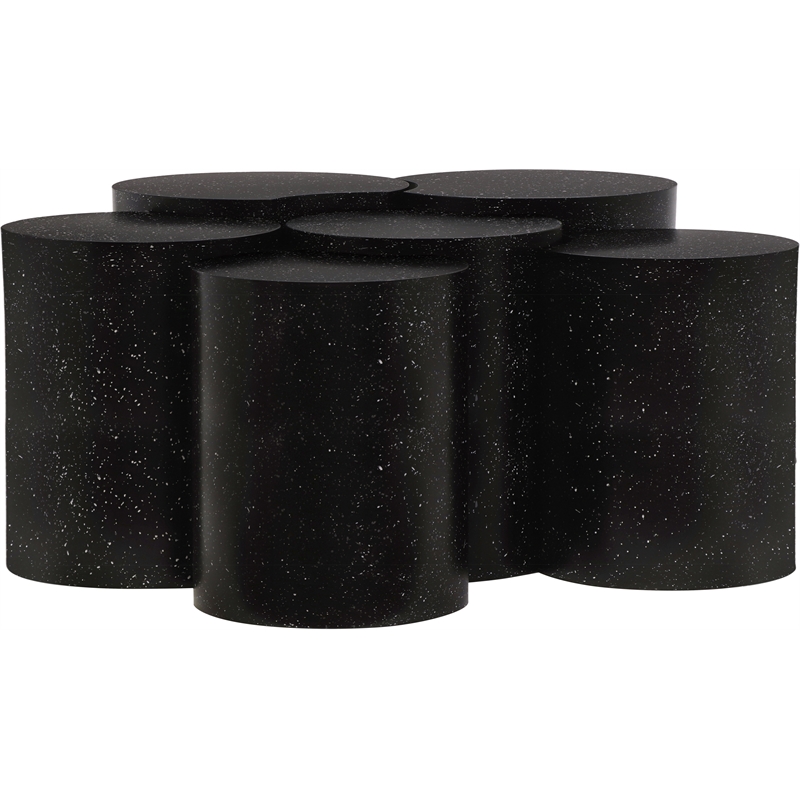 Meridian Furniture Dimple 6 Piece Black Terrazzo Pattern Iron Metal Coffee Table