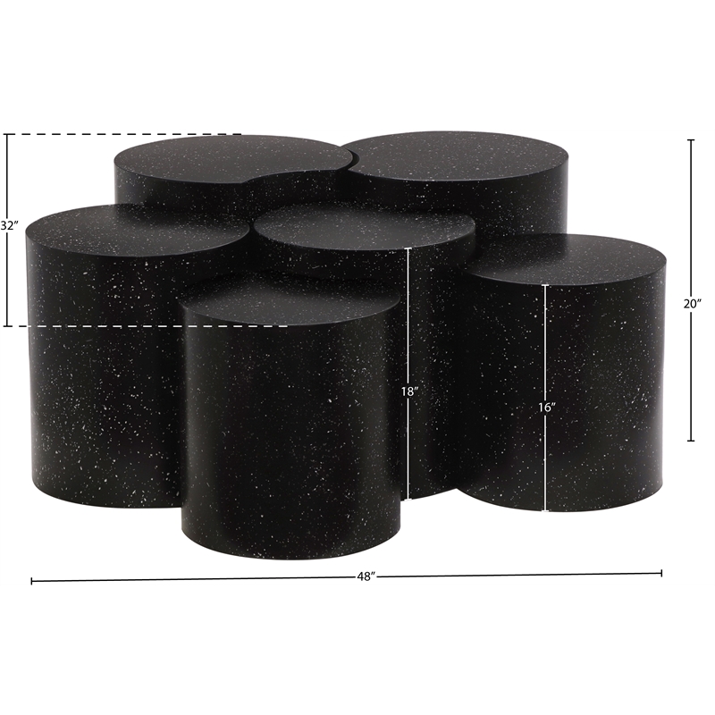 Meridian Furniture Dimple 6 Piece Black Terrazzo Pattern Iron Metal Coffee Table