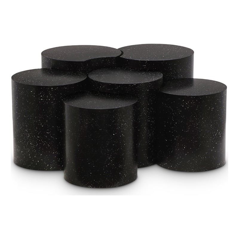 Meridian Furniture Dimple 6 Piece Black Terrazzo Pattern Iron Metal Coffee Table