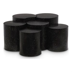 Meridian Furniture Dimple 6 Piece Black Terrazzo Pattern Iron Metal Coffee Table