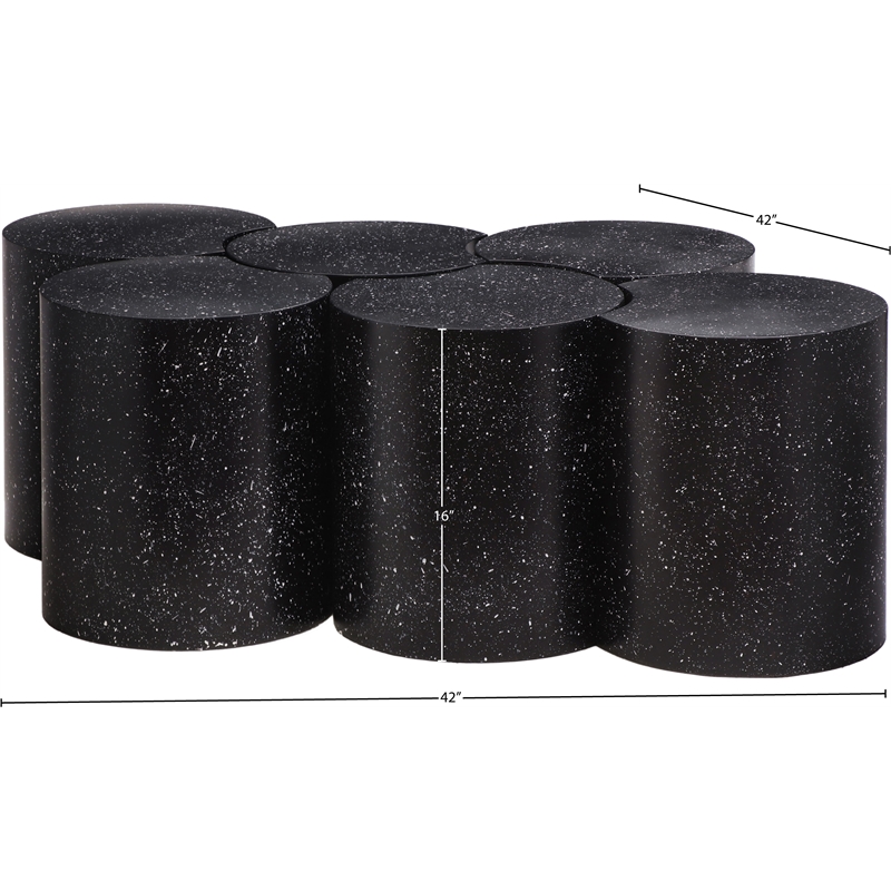 Meridian Furniture Dimple 6 Piece Black Terrazzo Pattern Iron Metal Coffee Table