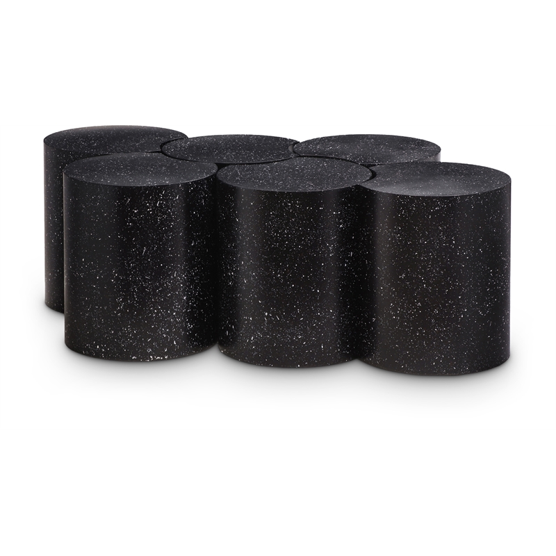 Meridian Furniture Dimple 6 Piece Black Terrazzo Pattern Iron Metal Coffee Table