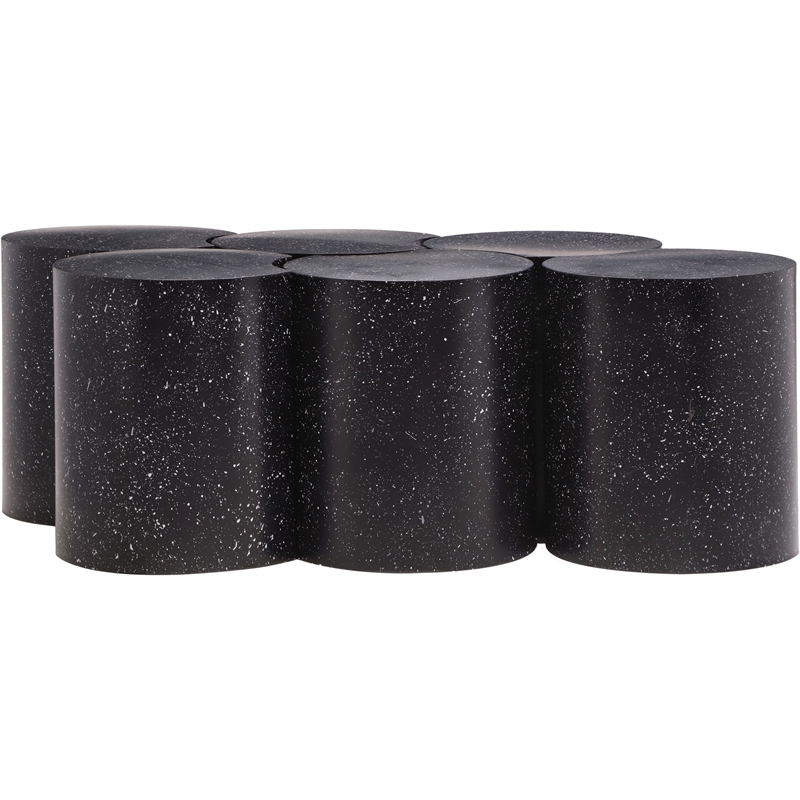 Meridian Furniture Dimple 6 Piece Black Terrazzo Pattern Iron Metal Coffee Table