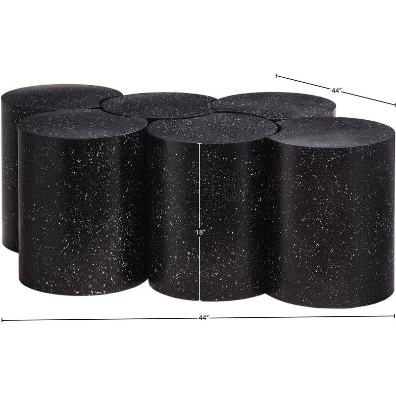 Meridian Furniture Dimple 6 Piece Black Terrazzo Pattern Iron Metal Coffee Table