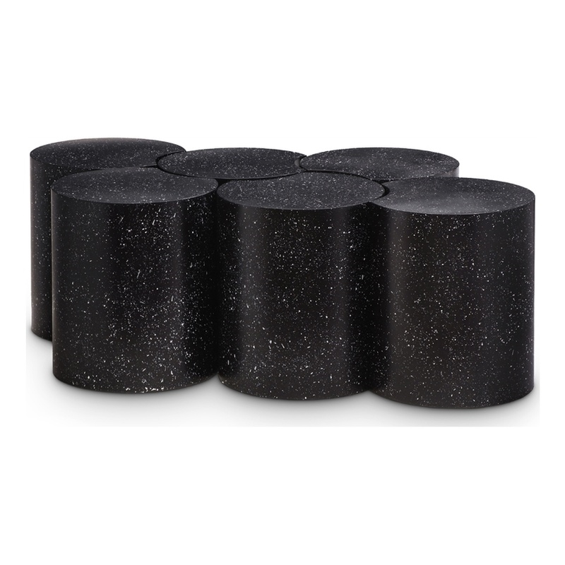 Meridian Furniture Dimple 6 Piece Black Terrazzo Pattern Iron Metal Coffee Table