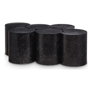 Meridian Furniture Dimple 6 Piece Black Terrazzo Pattern Iron Metal Coffee Table