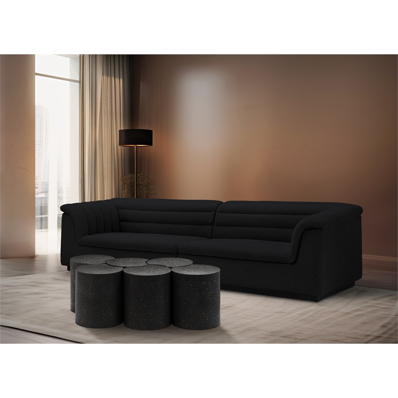 Meridian Furniture Dimple 6 Piece Black Terrazzo Pattern Iron Metal Coffee Table