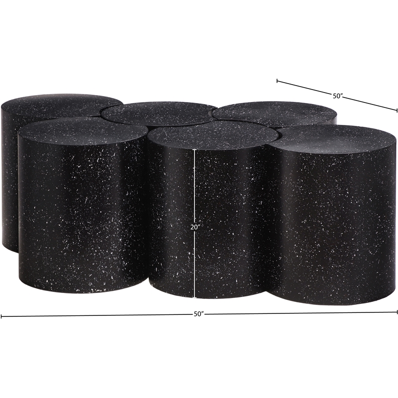 Meridian Furniture Dimple 6 Piece Black Terrazzo Pattern Iron Metal Coffee Table