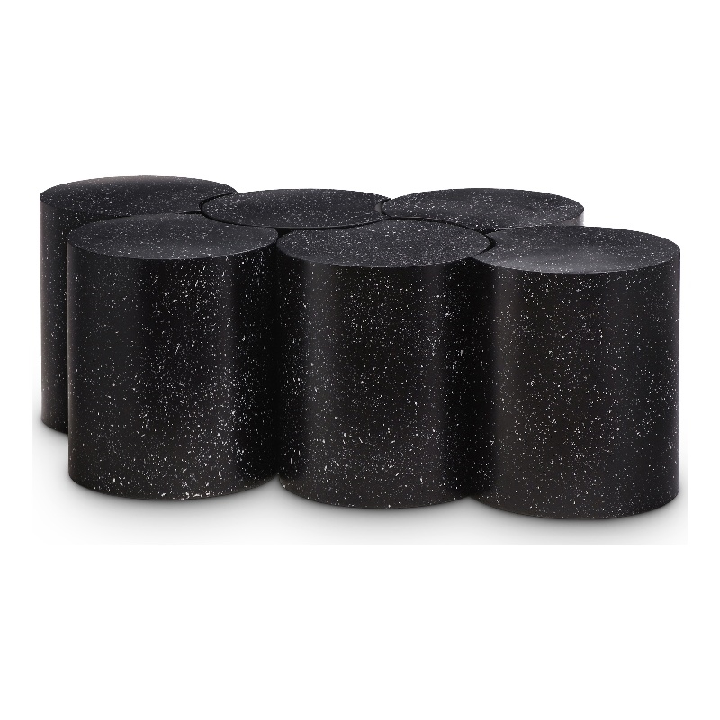 Meridian Furniture Dimple 6 Piece Black Terrazzo Pattern Iron Metal Coffee Table