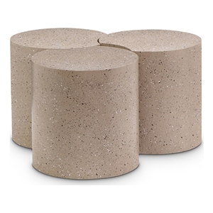 Meridian Furniture Dimple 3 Piece Taupe Terrazzo Pattern Iron Metal Coffee Table