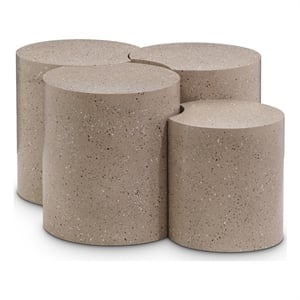 Meridian Furniture Dimple 4 Piece Taupe Terrazzo Pattern Iron Metal Coffee Table