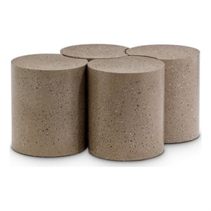 Meridian Furniture Dimple 4 Piece Taupe Terrazzo Pattern Iron Metal Coffee Table