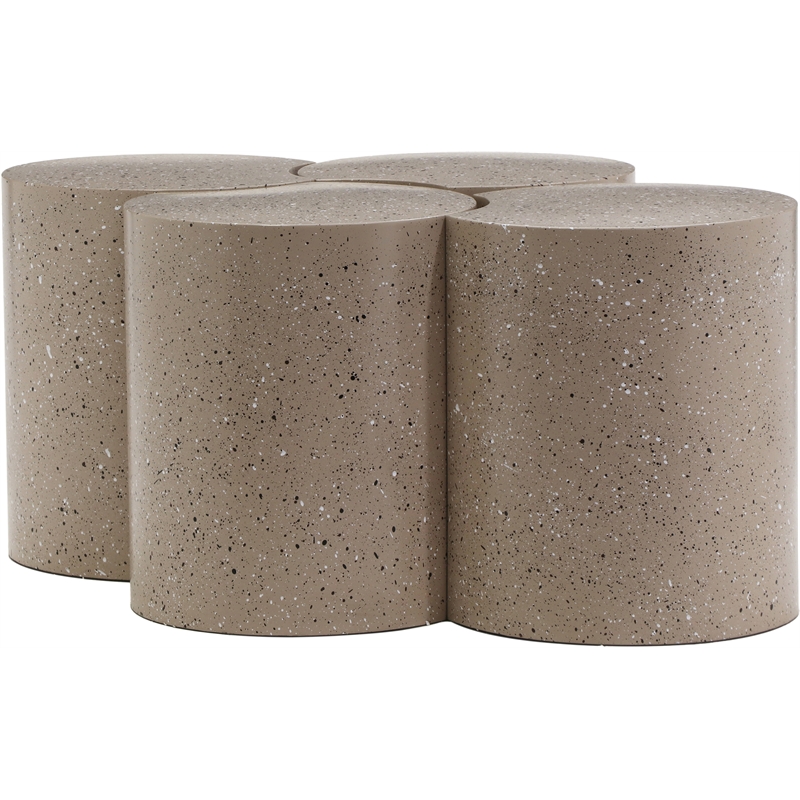 Meridian Furniture Dimple 4 Piece Taupe Terrazzo Pattern Iron Metal Coffee Table