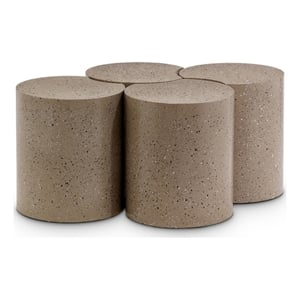 Meridian Furniture Dimple 4 Piece Taupe Terrazzo Pattern Iron Metal Coffee Table