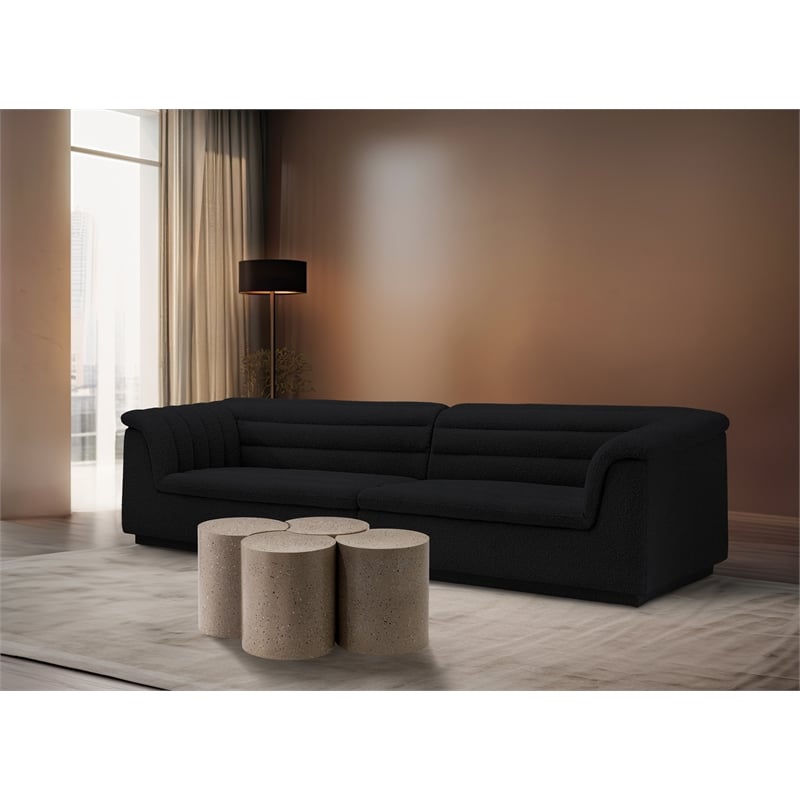 Meridian Furniture Dimple 4 Piece Taupe Terrazzo Pattern Iron Metal Coffee Table