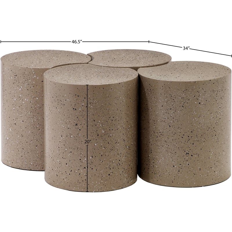 Meridian Furniture Dimple 4 Piece Taupe Terrazzo Pattern Iron Metal Coffee Table