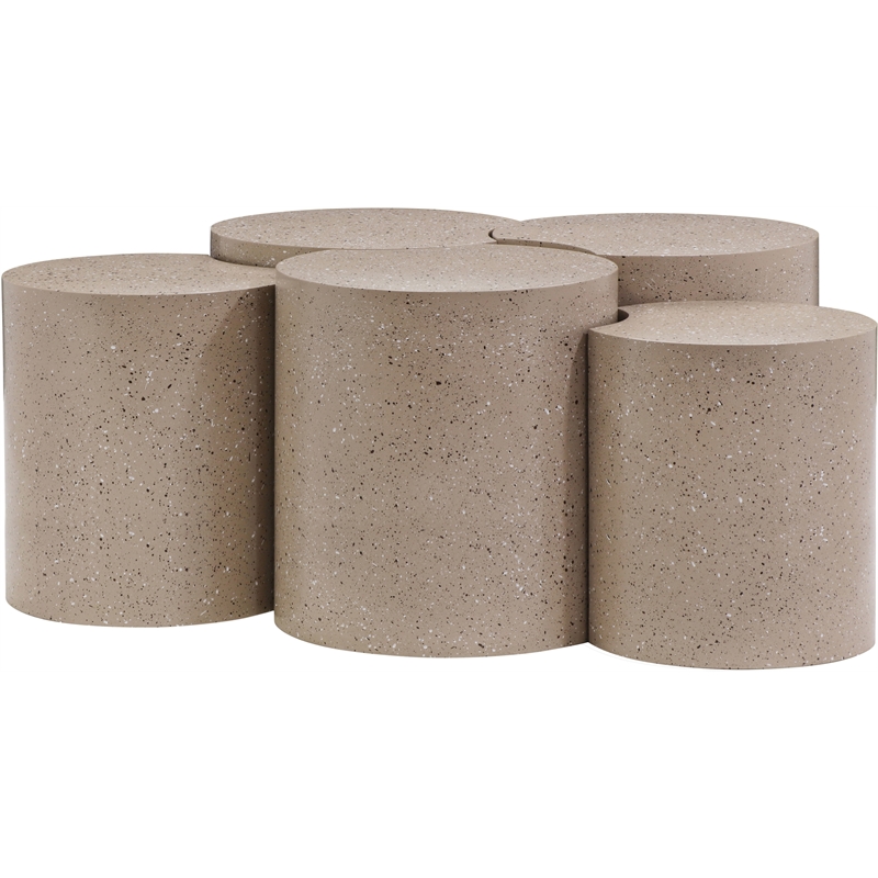 Meridian Furniture Dimple 5 Piece Taupe Terrazzo Pattern Iron Metal Coffee Table