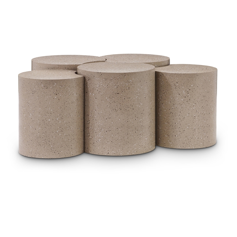 Meridian Furniture Dimple 5 Piece Taupe Terrazzo Pattern Iron Metal Coffee Table