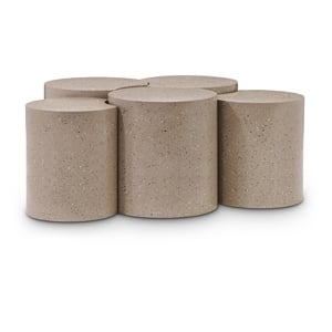 Meridian Furniture Dimple 5 Piece Taupe Terrazzo Pattern Iron Metal Coffee Table