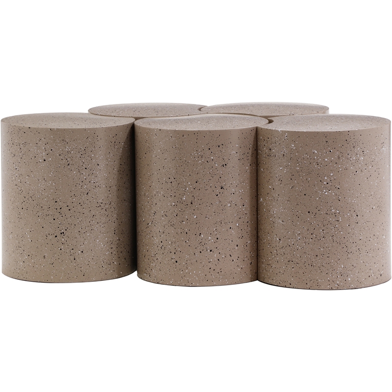 Meridian Furniture Dimple 5 Piece Taupe Terrazzo Pattern Iron Metal Coffee Table