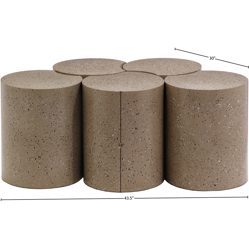 Meridian Furniture Dimple 5 Piece Taupe Terrazzo Pattern Iron Metal Coffee Table