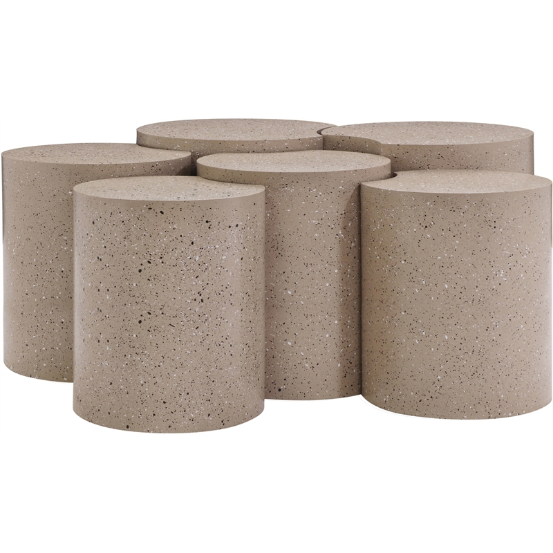 Meridian Furniture Dimple 6 Piece Taupe Terrazzo Pattern Iron Metal Coffee Table