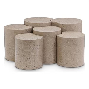 Meridian Furniture Dimple 6 Piece Taupe Terrazzo Pattern Iron Metal Coffee Table