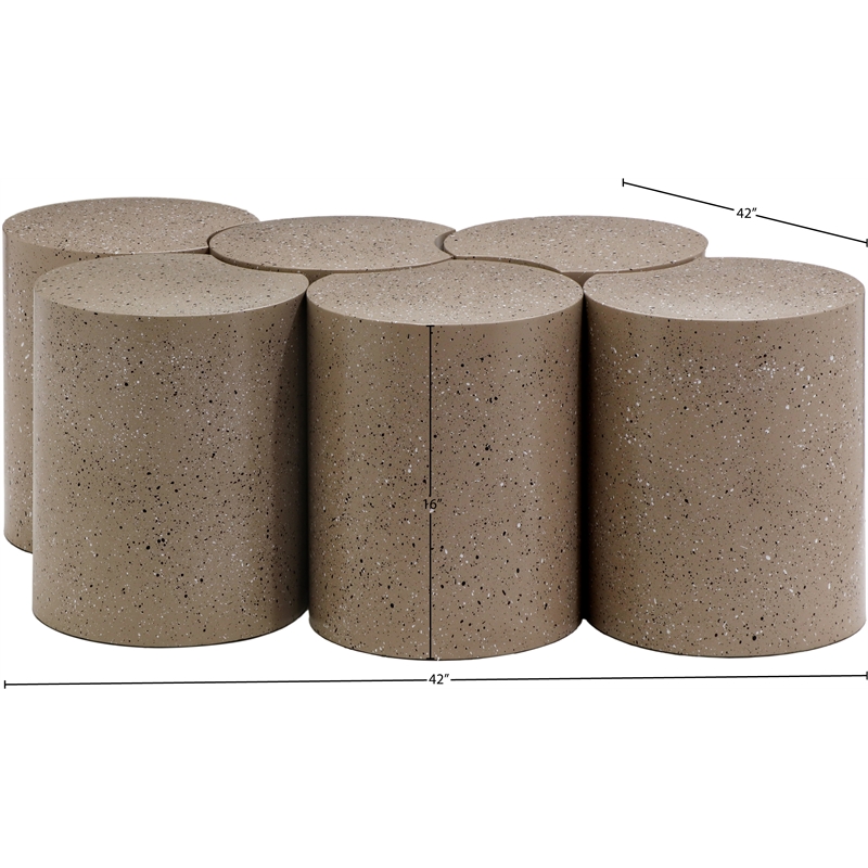 Meridian Furniture Dimple 6 Piece Taupe Terrazzo Pattern Iron Metal Coffee Table