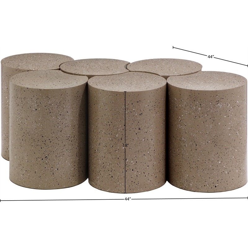 Meridian Furniture Dimple 6 Piece Taupe Terrazzo Pattern Iron Metal Coffee Table