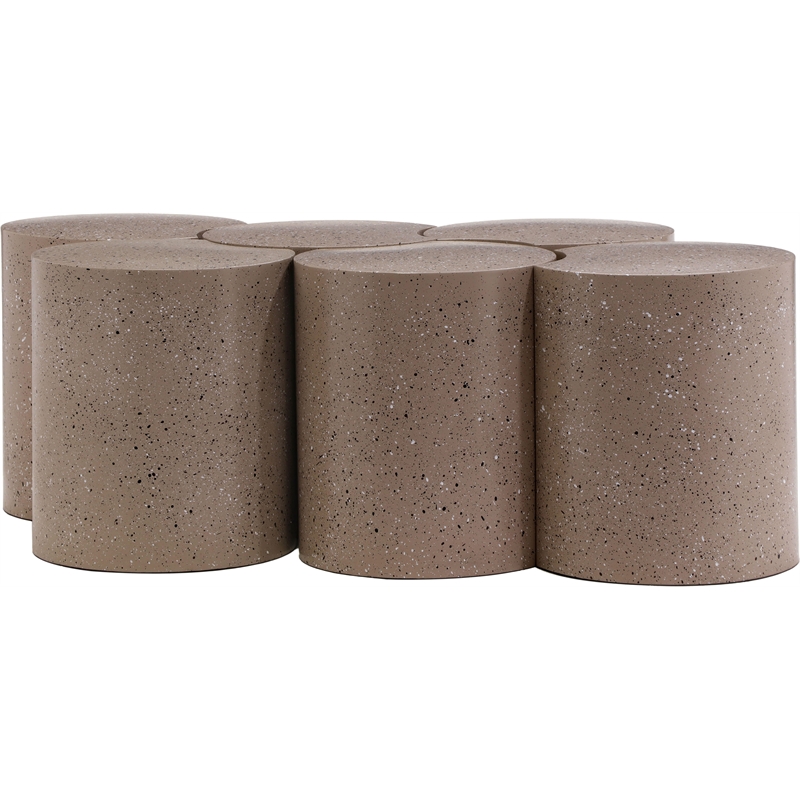 Meridian Furniture Dimple 6 Piece Taupe Terrazzo Pattern Iron Metal Coffee Table