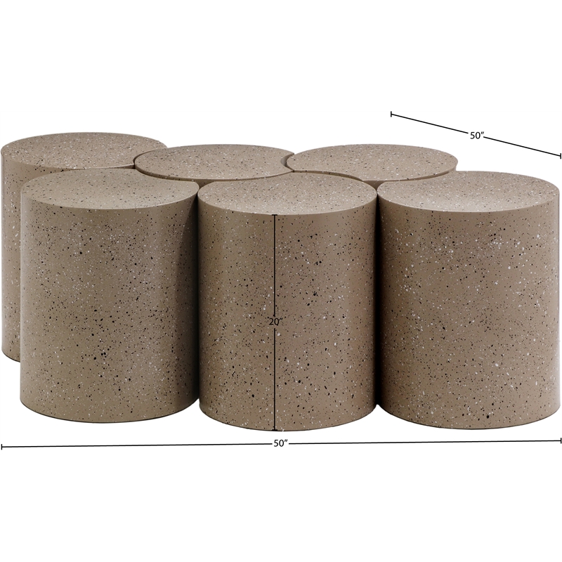 Meridian Furniture Dimple 6 Piece Taupe Terrazzo Pattern Iron Metal Coffee Table