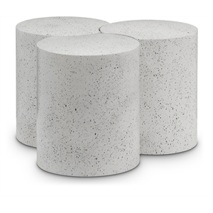 Meridian Furniture Dimple 3 Piece White Terrazzo Pattern Iron Metal Coffee Table