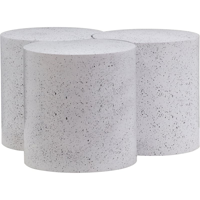 Meridian Furniture Dimple 3 Piece White Terrazzo Pattern Iron Metal Coffee Table