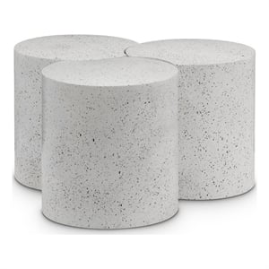 Meridian Furniture Dimple 3 Piece White Terrazzo Pattern Iron Metal Coffee Table