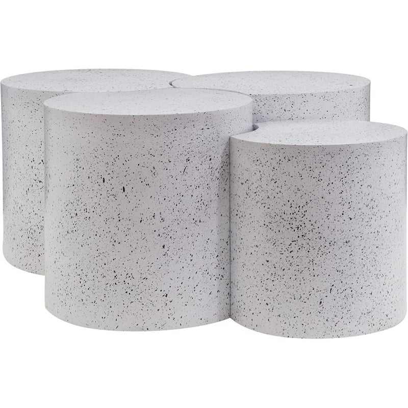 Meridian Furniture Dimple 4 Piece White Terrazzo Pattern Iron Metal Coffee Table