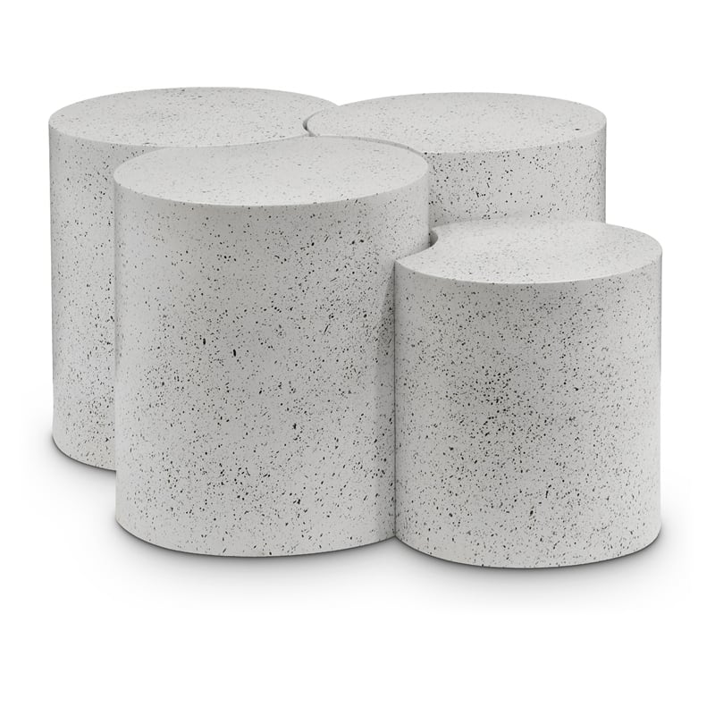 Meridian Furniture Dimple 4 Piece White Terrazzo Pattern Iron Metal Coffee Table
