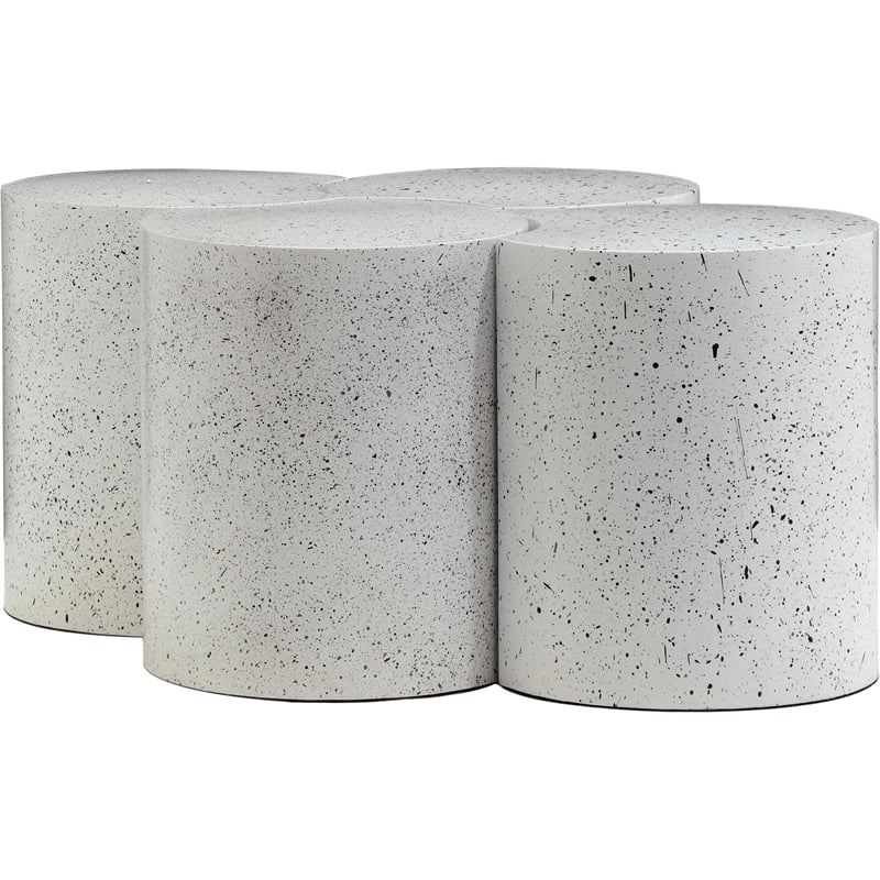 Meridian Furniture Dimple 4 Piece White Terrazzo Pattern Iron Metal Coffee Table