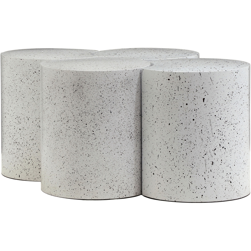 Meridian Furniture Dimple 4 Piece White Terrazzo Pattern Iron Metal Coffee Table