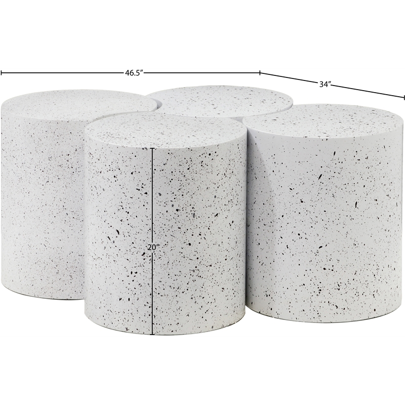 Meridian Furniture Dimple 4 Piece White Terrazzo Pattern Iron Metal Coffee Table