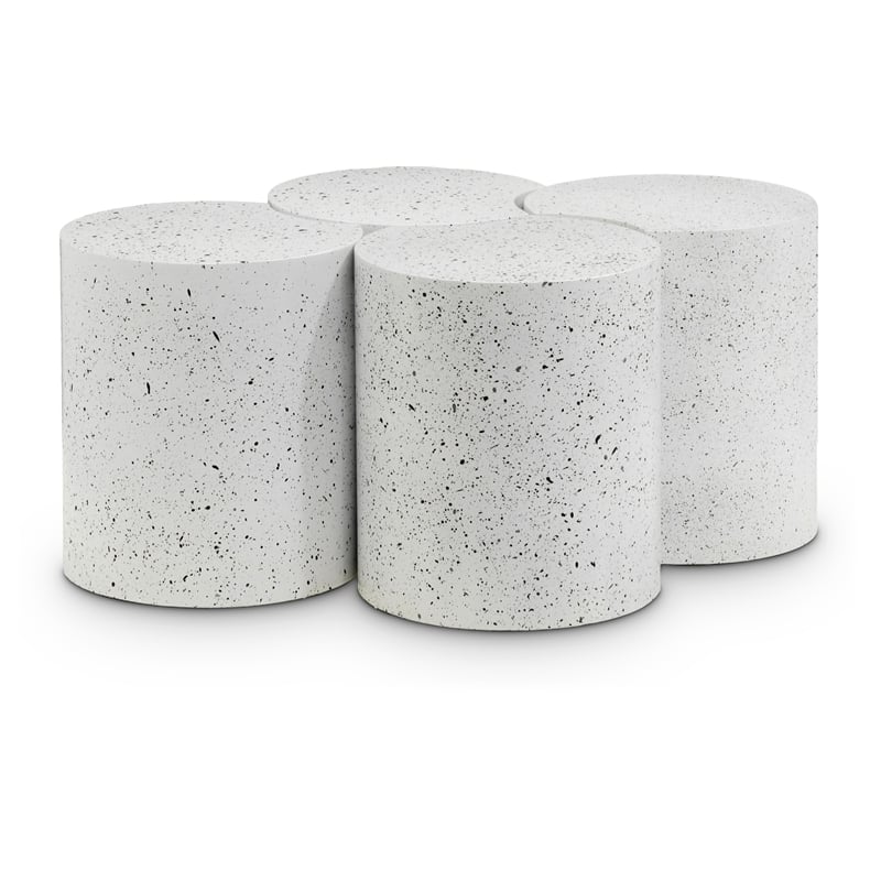 Meridian Furniture Dimple 4 Piece White Terrazzo Pattern Iron Metal Coffee Table