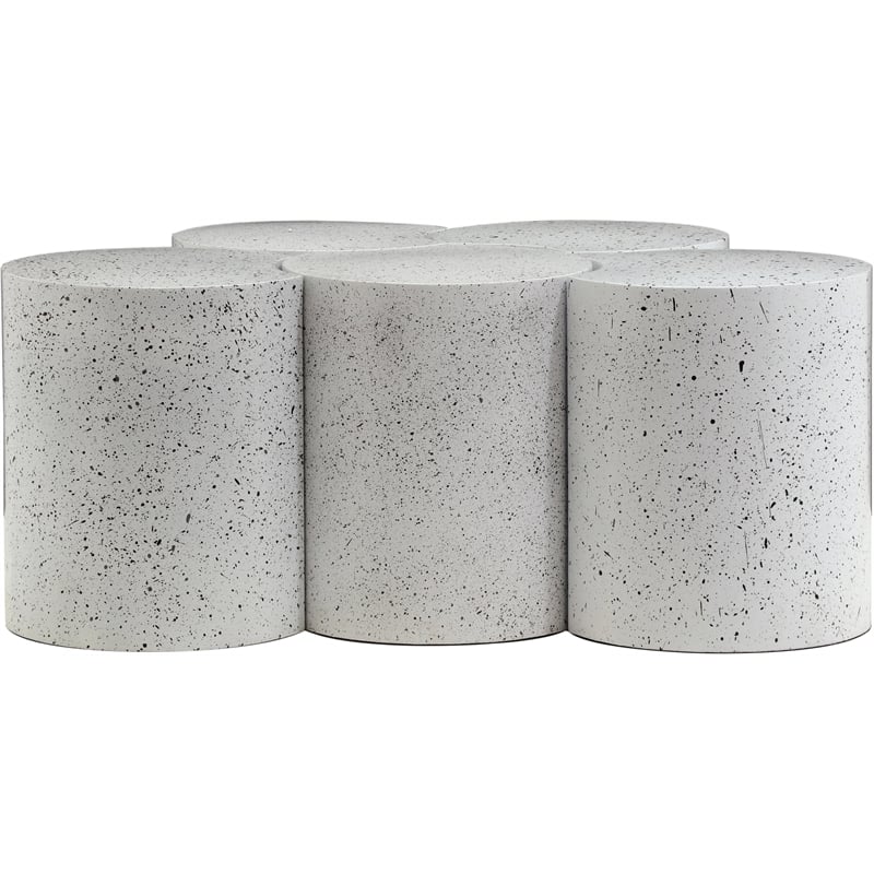 Meridian Furniture Dimple 5 Piece White Terrazzo Pattern Iron Metal Coffee Table